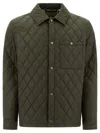 Burberry Green Quilted Jacket With Classic Collar In Tech Fabric Man