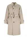 Burberry Beige Cotton Trench Coat With Belt Men