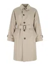 Burberry Beige Cotton Trench Coat With Belt Men