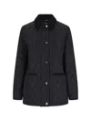 Burberry Women 'oldham' Black Quilted Jacket With Corduroy Collar In Tech Fabric Woman