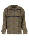 Burberry Half-zip Jacket With Check Pattern In Silk Blend Men