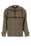 Burberry Half-zip Jacket With Check Pattern In Silk Blend Men