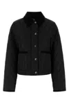 Burberry Oldham Black Quilted Jacket With Corduroy Collar In Tech Fabric Woman