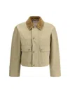 Burberry Cropped Beige Coat With Corduroy Collar In Neutral