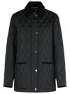 Burberry Quilted Jacket Corduroy Collar Casual In Blue