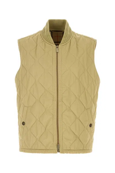 Burberry Khaki Cotton Sleeveless Jacket In Neutral