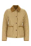 Burberry Oldham Beige Quilted Jacket With Corduroy Collar In Tech Fabric Woman
