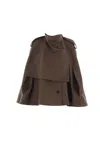 Burberry Cotton Cape With Traditional Check Lining In Brown