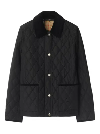 Burberry Check Lining Quilted Nylon Dorset Jacket In Black