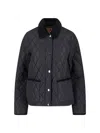 Burberry Oldham Black Quilted Jacket With Corduroy Collar In Tech Fabric Woman In Black