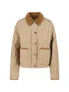 Burberry Cropped Beige Quilted Nylon Jacket Women