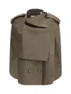 Burberry Cotton Cape With Traditional Check Lining In Brown