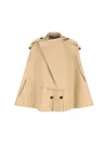 Burberry Double-breasted Short Trench Cape In Brown
