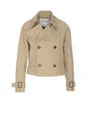 Burberry Women Trench Cropped Gabardine Jacket In Nude
