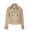 Burberry Women Trench Cropped Gabardine Jacket In Nude