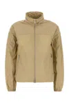 Burberry Windbreaker With Elastic Cuffs And High Collar In Beige O Tan