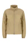 Burberry Windbreaker With Elastic Cuffs And High Collar In Beige O Tan