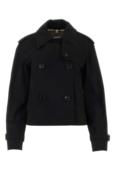 Burberry Double-breasted Trench Coat Buckle Cuffs In Black