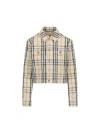 Burberry Cropped Checkered Jacket For In Beige