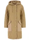 Burberry Roxby Quilted Nylon Coat In Beige
