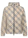 Burberry Beige Reversible Down Jacket With Hood And All-over Check Motif In Tech Fabric Man In Beige