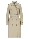 Burberry Woman Trench Woman Beige Trench Coats In Beige