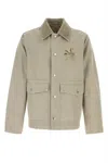 Burberry Cotton Jacket With Corduroy Collar And Embroidered Detail In Beige