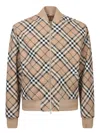 Burberry Mens Linden Ip Check Check-pattern Relaxed-fit Wool-blend Bomber Jacket In Beige