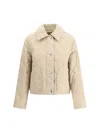 Burberry Diamond Quilted Buttoned Jacket In Beige
