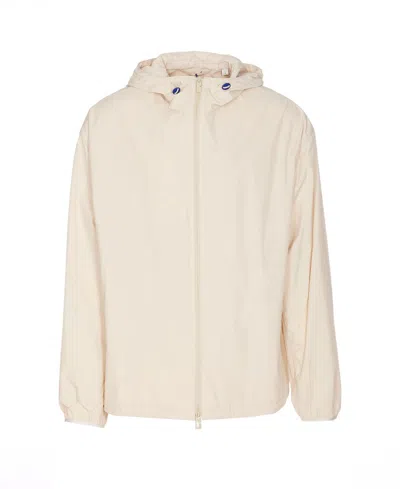 Burberry Logo Side Zip Windbreaker In Beige