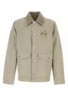 Burberry Cotton Jacket With Corduroy Collar And Embroidered Detail In Beige O Tan