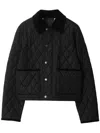 Burberry Oldham Black Quilted Jacket With Corduroy Collar In Tech Fabric Woman