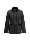 Burberry Women Black Nylon Belted Quilted Jacket In Black