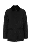 Burberry Women 'oldham' Black Quilted Jacket With Corduroy Collar In Tech Fabric Woman In Black