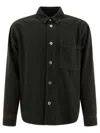 Burberry Button-up Cotton Jacket With Classic Collar In Black