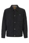 Burberry Quilted Black Coat With Classic Collar And Check Pattern Lining In Black