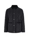 Burberry Diamond Quilted Jacket With Corduroy Collar In Black