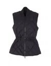 Burberry Devonside Check Stitch Quilted Down Vest In Black