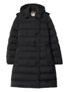 Burberry Quilted Hooded Double-breasted Belted Jacket In Black