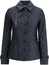 Burberry Quilted Nylon Jacket With Check Lining In Blue