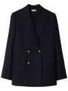 Burberry Wool Tailored Jacket In Blue