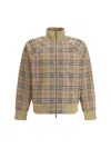 Burberry Beige Sweatshirt With Check Motif In Jacquard In Brown