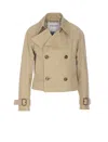 Burberry Women Trench Cropped Gabardine Jacket In Neutral