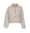 Burberry Wisp Floriston Quilted Jacket With Corduroy Collar In Brown