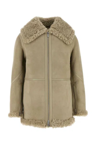 Burberry Cappuccino Shearling Jacket In Beige O Tan