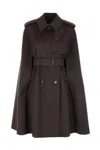 Burberry Cashmere Coat With Belted Waist And Epaulettes In Brown