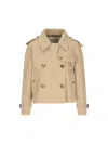 Burberry Cropped Heritage Trench Coat In Beige Gabardine Women In Brown