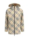 Burberry Check Pattern Hooded Jackets In Brown