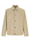 Burberry Gabardine Jacket With Collared Neck And Side Pockets In Fossil