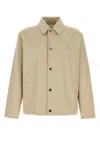 Burberry Gabardine Jacket With Collared Neck And Side Pockets In Fossil